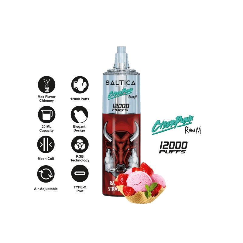 Saltica Cyberpunk 12000 Raspberry Strawberry Disposable Vape Bar