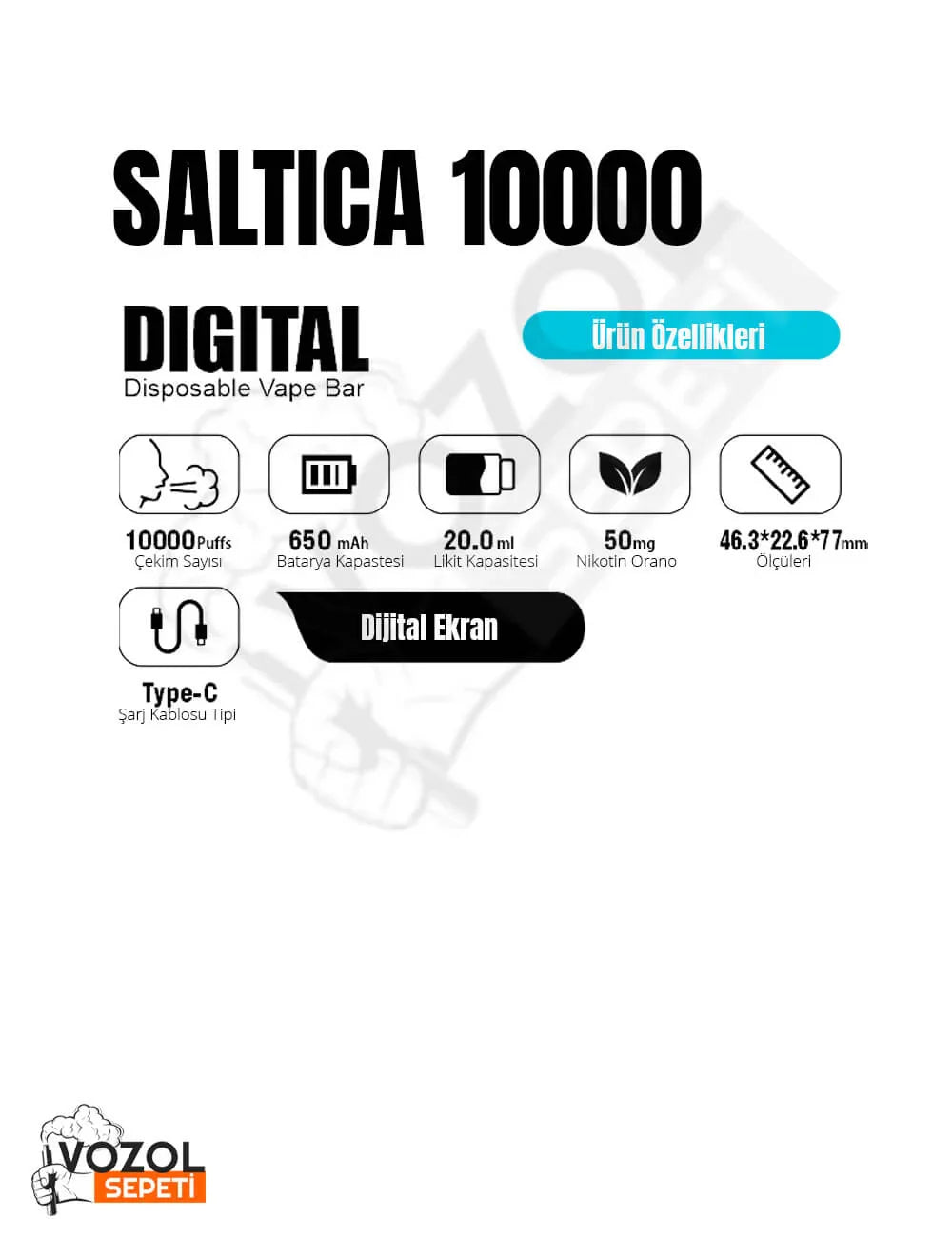 Saltica 10000 Ekranlı Puff Honey Melon